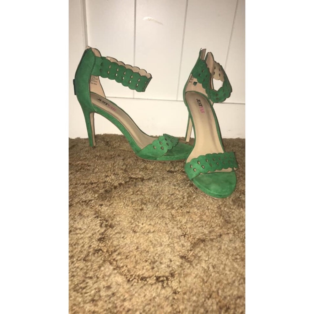 JustFab Green Suede Heels